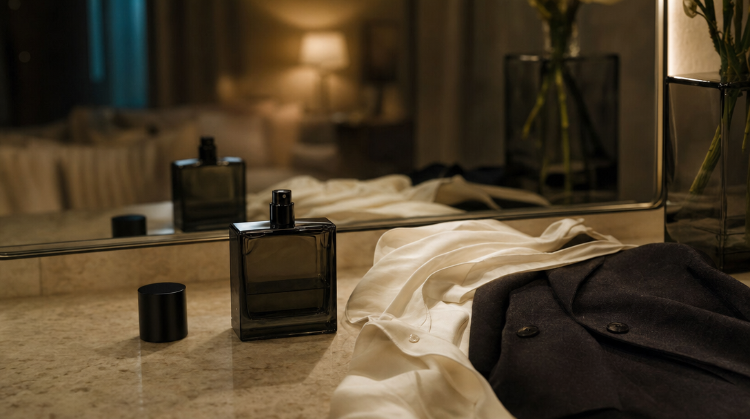 AI Fragrance Ads Break Between Bottle, Skin, and Air - in-article production visual 2