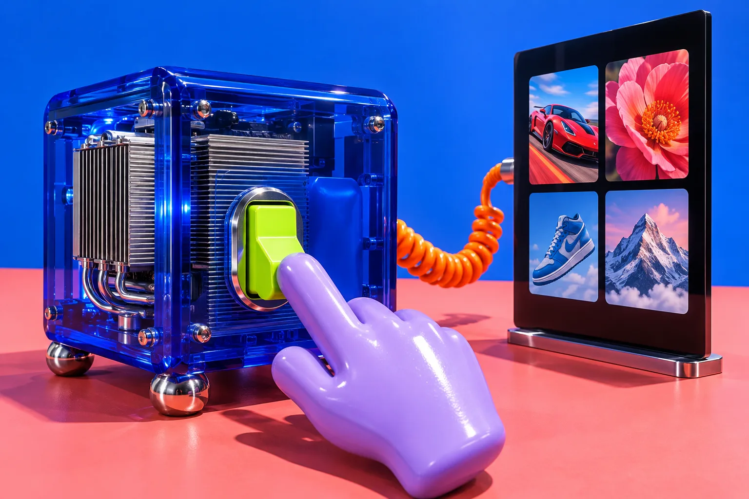 An illustration connecting a creative application with compute