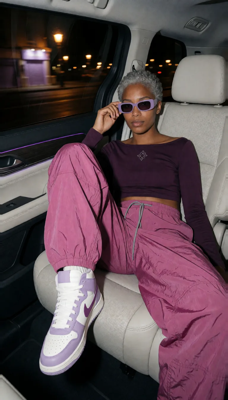 Fashion portrait in a purple outfit