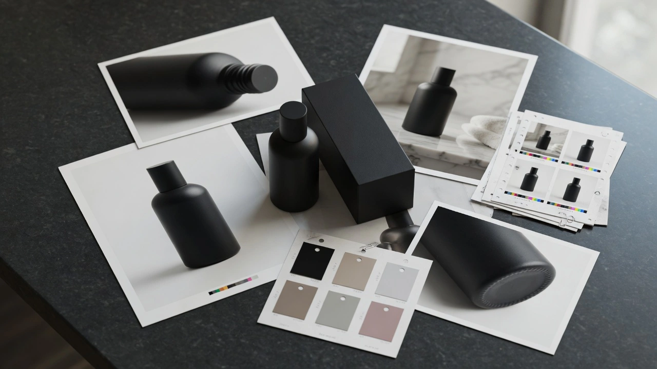 Premium product feed review table for Google Shopping with a real product, macro detail, lifestyle cards, and export review without readable UI text